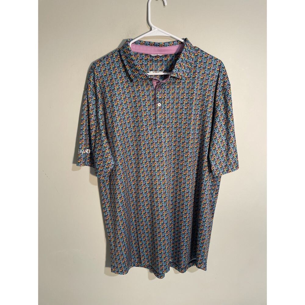 Swannies Men's Golf Polo Shirt Men's XL Violet All Over Print Performance‎